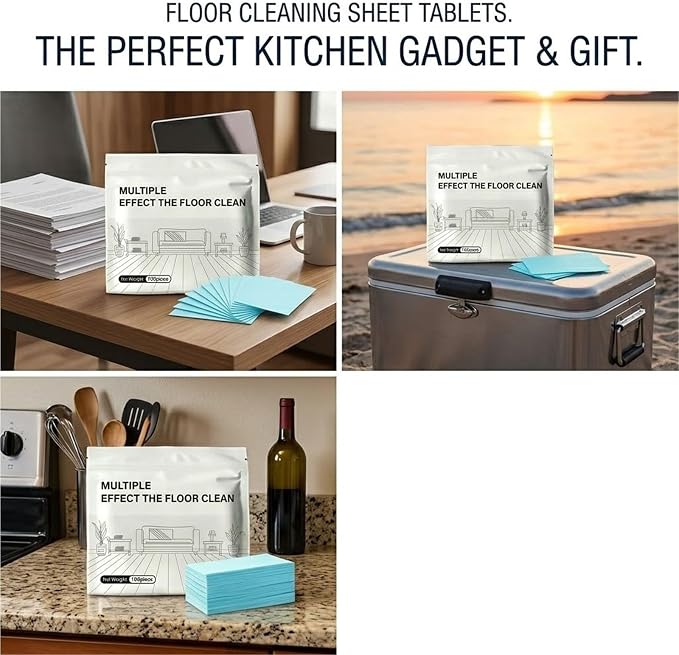 π Last Day Sale 49% OFF 100 Piece Floor Cleaning Tablets Multi-Surface Cleaner, Water Soluble Floor Cleaner for Mopping,Measured Deep Cleaning Solution for Hardwood Laminate Tile Vinyl Glass(Blue)