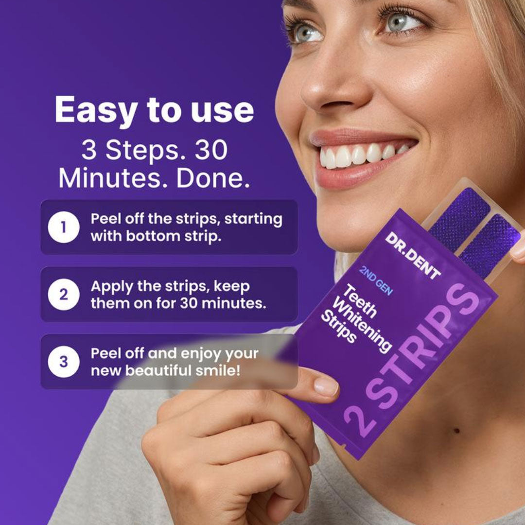 Dr. Dent Purple Teeth Whitening Strips - Fast Results, Zero Sensitivity FREE