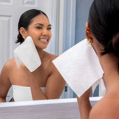 Clean Skin Club Clean Towels XL®, 100% USDA Biobased Face Towel, Disposable Face Towelette, Eczema Association Accepted, Makeup Remover Dry Wipes, Ultra Soft, 1 Pack, 50 Ct