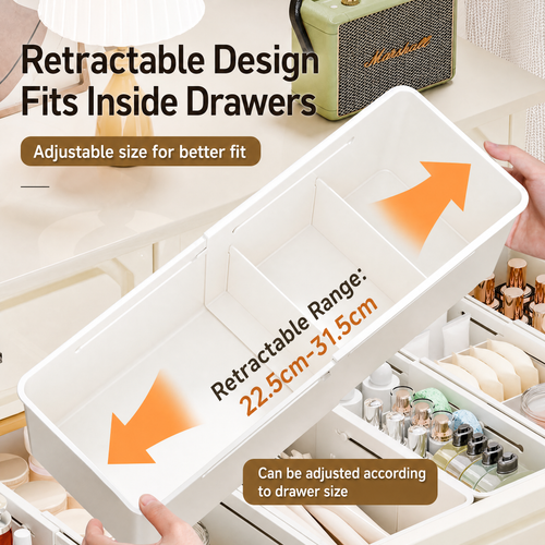 8 Pcs Extendable Drawer Organizer, Adjustable Drawer Storage 3-Size Desk Drawer Organizer,1 Set