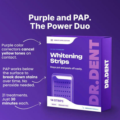 Dr. Dent Purple Teeth Whitening Strips - Fast Results, Zero Sensitivity FREE