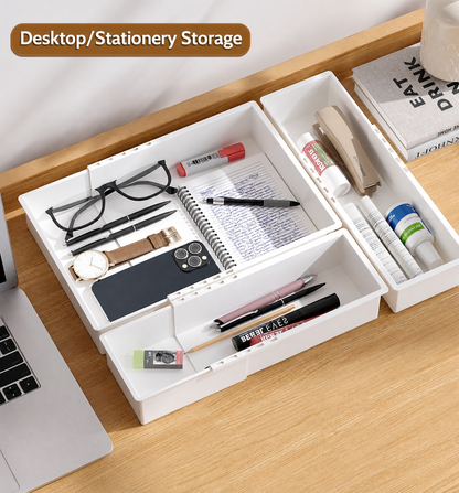 8 Pcs Extendable Drawer Organizer, Adjustable Drawer Storage 3-Size Desk Drawer Organizer,1 Set