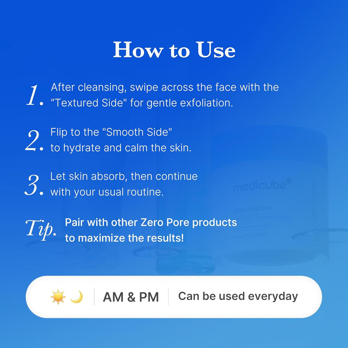 Medicube Toner Pads Zero Pore Pad 2.0|Dual-Textured Facial Pad for Exfoliation and Pore Care with 4.5% AHA Lactic Acid, 0.45% BHA Salicylic Acid | Ideal for All, Korean Skin Care, 70 Pads (1 Pack)