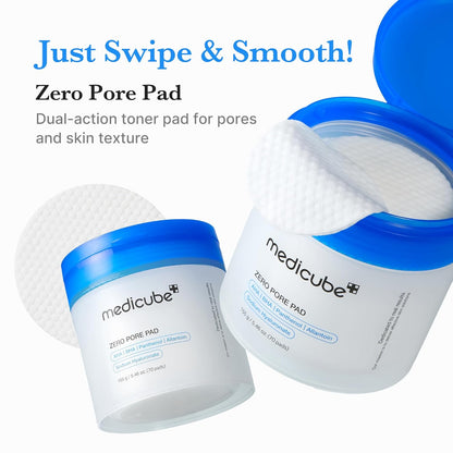 Medicube Toner Pads Zero Pore Pad 2.0|Dual-Textured Facial Pad for Exfoliation and Pore Care with 4.5% AHA Lactic Acid, 0.45% BHA Salicylic Acid | Ideal for All, Korean Skin Care, 70 Pads (1 Pack)