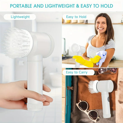 Electric Spin Scrubber Cordless Spin Scrubber with 5 Replaceable Brush Heads Electric Cleaning Brush Cleaning Tools